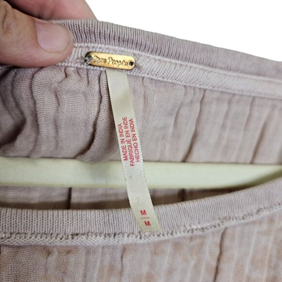 Free People Women's Right Back Dolman Boho Striped Knit Top Sz M Pink & Beige - Picture 3 of 12